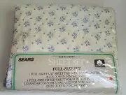 Vtg 80's Sears Full Double Cornflower Floral Fitted Flat Pillowcases Sheet Set