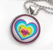 Personalised Pendant Necklace Rainbow Heart