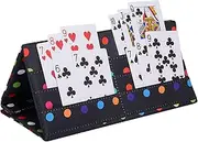 SeptCity Card Holders for Playing Cards, Hands Free Folding Playing Card Holder for Bingo Canasta 5 Crowns Card Game, Polka Dots Cards Tray for Kids and Adult