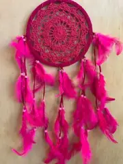 CUTE PRETTY PINK CROCHET DREAM CATCHER 16 CM WEB BOHO