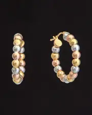 14K Italian Tri-Tone Gold Hoops