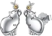[Generic] Adorable Capybara Earrings | Unique Capybara Jewelry | Zinc Alloy Fruit Design Capybara Earrings, Cute Animal Stud Earrings, Whimsical Capybara Earrings, Capybara Earrings for Mother's Day
