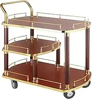 Mobile Storage Cart Mobile Bar Cart Industrial Vintage Style Rolling Cart Wood Detachable Catering Trolley for Hotels Restaurants Cafe Open Storage Space
