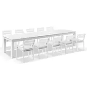 Santorini 12 Seater Outdoor Rectangle Aluminium Dining Table and Chairs setting - Outdoor Aluminium Dining Settings