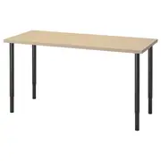 MÅLSKYTT / OLOV desk, birch/black, 140x60 cm