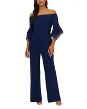Adrianna Papell Organza Crepe Off The Shoulder Jumpsuit