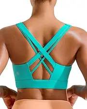 [RUNNING GIRL] Sports Bra for Women High Support,Criss-Cross Back Strappy Sports Bra Moulded Cup High Impact Workout Top