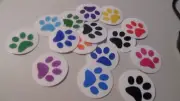 Pre Cut One Inch Bottle Cap Images COLOR PAW PRINTS Free Shipping