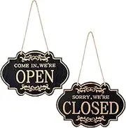 Open and Closed Sign, 11.8 x 7.9 Inch Double Sided Reversible Come in We’Re Open and Sorry We’Re Closed Sign Store Hanging Sign for Business Door Restaurant Club Cafe Hotel
