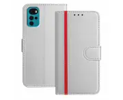 SUPCASE Motorola G22 4G Case PU Leather Flip Cover Wallet Case Protector With Card Slots-Silver