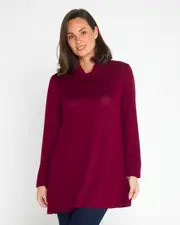 Lina Cowl Knit Tunic - Burgundy