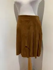 Monsoon suede skirt UK 12 NEW tan brown fixed wrap classic smart casual