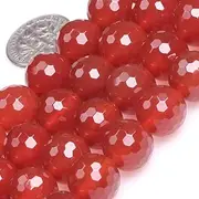 [GEM-INSIDE CREATE YOUR OWN FASHION] GEM-Inside Red Agate Gemstone Loose Beads Natural 12mm Round Faceted Crystal Energy Stone Power for Jewelry Making 15"