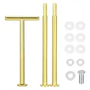 6 Set Cake Tray Stand Handle Plate Hardware Fitting, 3-Tiers T-Style Gold