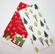 St. Nicholas "Santa Please Stop Here" Kitchen Towel 2 Dishcloth
