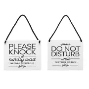 Do Not Disturb and Please Knock Door Hanger Sign, White, 6" x 6"