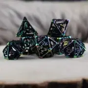 Legends of Valhalla - Matte Black and Iridescent Hollow Metal Dice Set Brand New