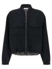 [Brunello Cucinelli] Brunello Cucinelli-Shiny Zipper Pull Puffer Jackets Blu-Donna 36IT