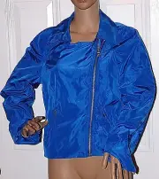 New $139 Ellen Tracy Ultramarine Blue Windbreaker Jacket XS Technicolor