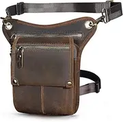 [Le'aokuu] 211-4 Men's Genuine Leather Waist Bag Leg Bag Small Hook Bag Messenger Bag