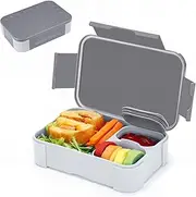 Hap Tim Bento Lunch Box for Kids & Adults, Lunchbox Containers for Boys & Girls, Leakproof, Microwave, Dishwasher, Freezer Safe, Bpa-Free (Grey)