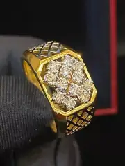 2Ct Round Cut Lab-Created Diamond Men's Cluster Gift Ring 14k Yellow Gold Plated