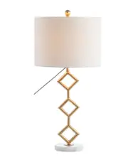 JONATHAN Y Diamante 29.5in Modern Gilt Metal with Marble Base LED Table Lamp