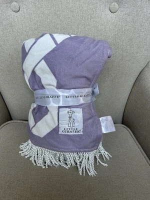 NWT Little Giraffe Lila Bliss Windowpane Fringe Baby Blanket Lovey Lovie Blankie