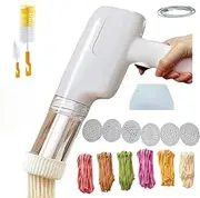 Handheld Electric Pasta Maker, 6-in-1 Cordless Pasta Machine, Portable Noodle Maker with Moulds and Cutter, Automatic Dough Press,Homemade Ramen Spaghetti Maker Machine-with Cleaning Brush