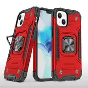 MCC Shockproof iPhone 15 Heavy Duty Case Cover Tough Apple Ring Holder [Red]