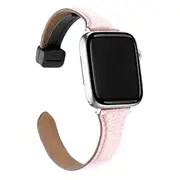 ZUSLAB Apple Watch Leather Band for 9/8/7 49mm 45mm- 6/SE/5/4/3/2 44mm 42mm Top Genuine Leather Replacement Strap - Pink