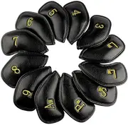 [CRAFTSMAN GOLF] 12pcs Thick Synthetic Leather Golf Iron Head Covers Set Headcover Fit All Brands alao Available for Custom Version