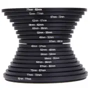 18Pcs 37-82Mm Lens Camera Mount Ring Filter Adapter Set Photography Converter Accessories Step Up D Black