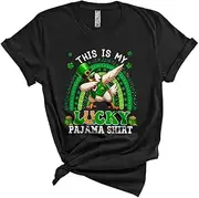 [Generic] This is My Lucky Pajama Shirt, Lovely St. Patrick's Day Dabbing Chicken Leprechaun, Rainbow Shamrock Unisex T-Shirt