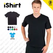 3PC X MENS T-SHIRT 100% COTTON I PLAIN BLANK V-NECK TEES I SLIM FIT I S-3XL