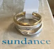 NWT Sundance Catalog Silver Gold Plated “Twist Once Ring Set” Size 6 $128
