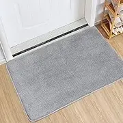 Indoor Doormat Super Absorbs Mud Absorbent Rubber Backing Non Slip Door Mat for Front Door Inside Floor Dirt Trapper Mats Cotton Entrance Rug, 20"x 31.5" Shoes Scraper Machine Washable Carpet (Grey)