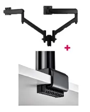 Atdec AWMS-2-D13 Dual 690mm Dynamic Monitor Arms + 135mm Post / 8kg Flat and Curved Screens + C Clamp Desk Fixing, Black AWMS-2-D13-C-B