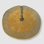 $1400 Anke Drechsel Gold Metallic Beaded Sequin Holiday Tree Skirt 30in Diameter