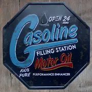 Gasoline Filling Station Octagon Metal Tin Sign Poster