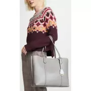 Tory Burch Perry Triple-Compartment Tote Bag Shoulder Bag Grey Heron