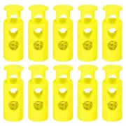 30Pcs 4mm Cord Lock Plastic Double Hole Spring Toggle Stoppers, Light Yellow