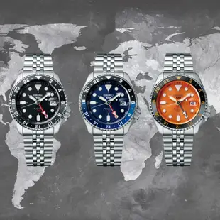 SEIKO精工 5 Sports系列 Lineup GMT兩地時間 機械腕錶-橘 4R34-00A0U/SSK005K1