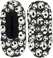 [Disney] Women's Soft Fuzzy Babba Slipper Socks ~ Nightmare Before Christmas ~ Mickey Mouse ~ Stitch ~ Shoe Size 7-9.5 (Black & White Jack, US Footwear Size System, Adult, Women, Numeric Range, Medium, 7, 9.5)