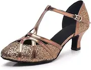 [FARZAH] Glitter Dance Shoes for Women Closed Toe Wedding Evening Party Pumps(B,7)