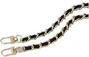 Bag Straps Chain Strap for Bag, Microfibre, Replacement for Shoulder Straps, Bag Straps (Gold Black, 140 cm)
