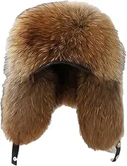 [keusyoi] Winter Men's Bomber Hat Fur Ushanka Cap Trapper Hat Russian Man Ski Hats Leather Fur Caps