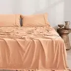 Dreamaker Superfine Washed Microfibre Sheet Set Peach Double Bed