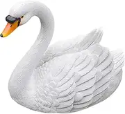 Swan Decoys for Geese, 7.7"x5"x7.7" Waterproof Resin Swan Decoy, Simulation White Figurine, Floating Pond Decor for Garden, Park, Patio, Yard, Pool-