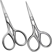 TOGEVAL 2Pcs Small Eyebrow Scissors Stainless Steel Grooming Tools for Facial Hair Trimming Ergonomic Design with Rounded Tips Safe and Comfortable Use for Men and Women